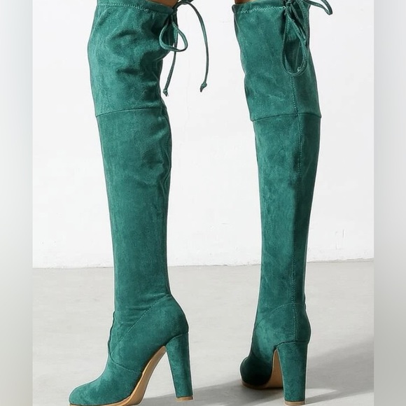 Green lace up boot heels - Picture 1 of 6